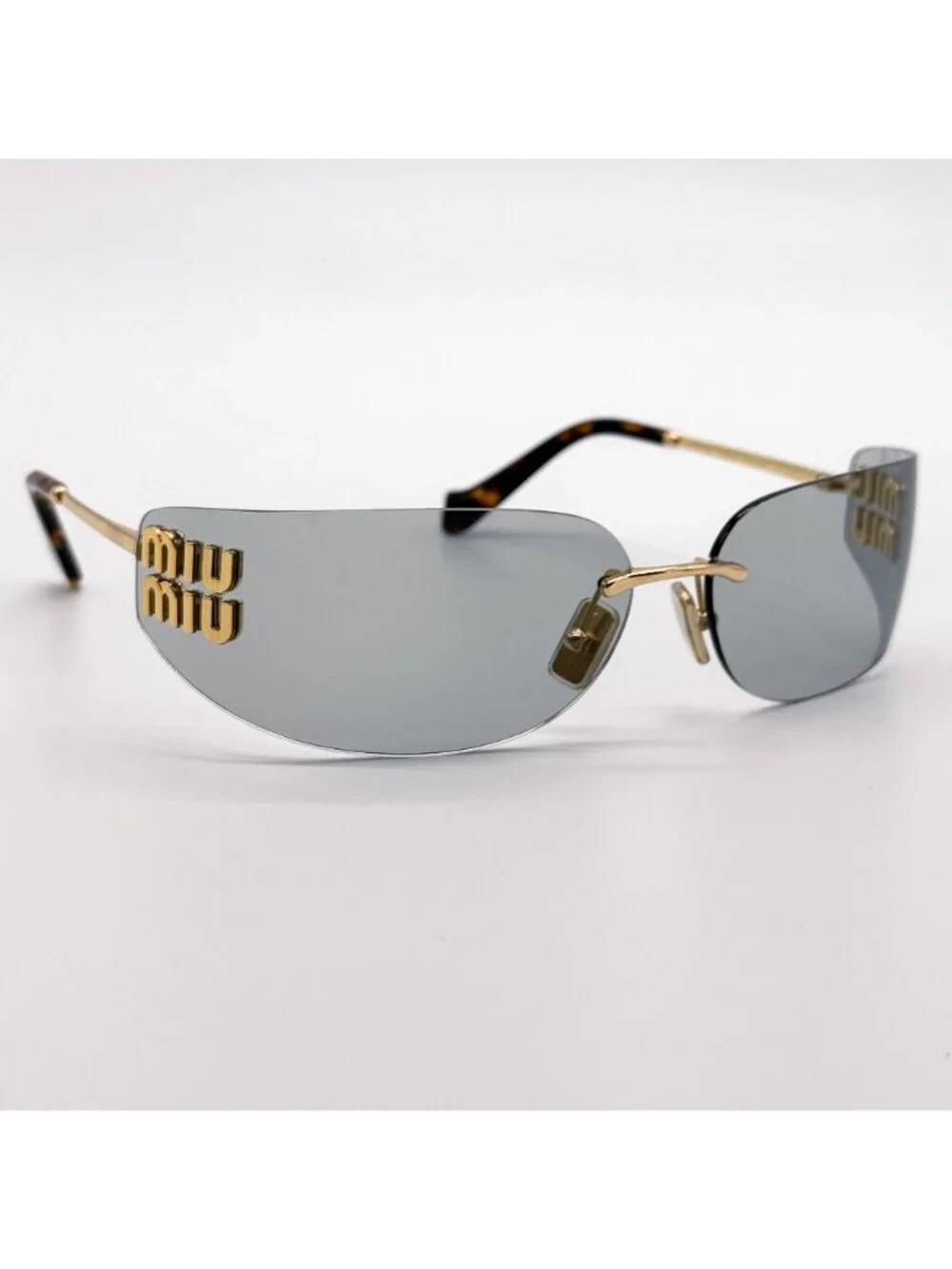 New Miu Miu MU A51S Silver Gray Shield Sunglasses MUA51S 5AK50K